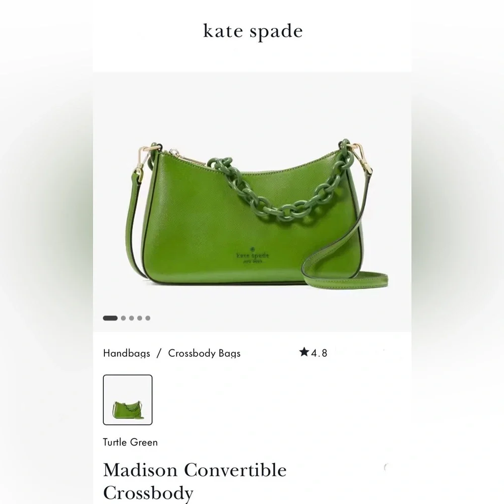 Kate Spade NEW YORK, Handbag+, Matching Chain Link, Apple Green, Authentic - Picture 9 of 13
